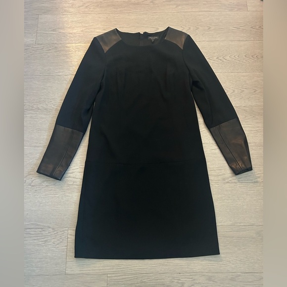 Rag and Bone Leather Detail Shift Elegant Dress Size 2 - Picture 1 of 5